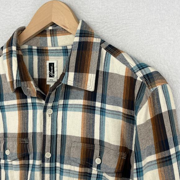 HOWE Shirt Mens L Heavy Flannel Western Plaid Button Up Workshirt Cotton Brown - Picture 2 of 15